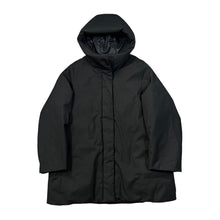 Load image into Gallery viewer, UNI QLO Classic Minimal Black Hooded Down Feather Fill Padded Jacket Coat
