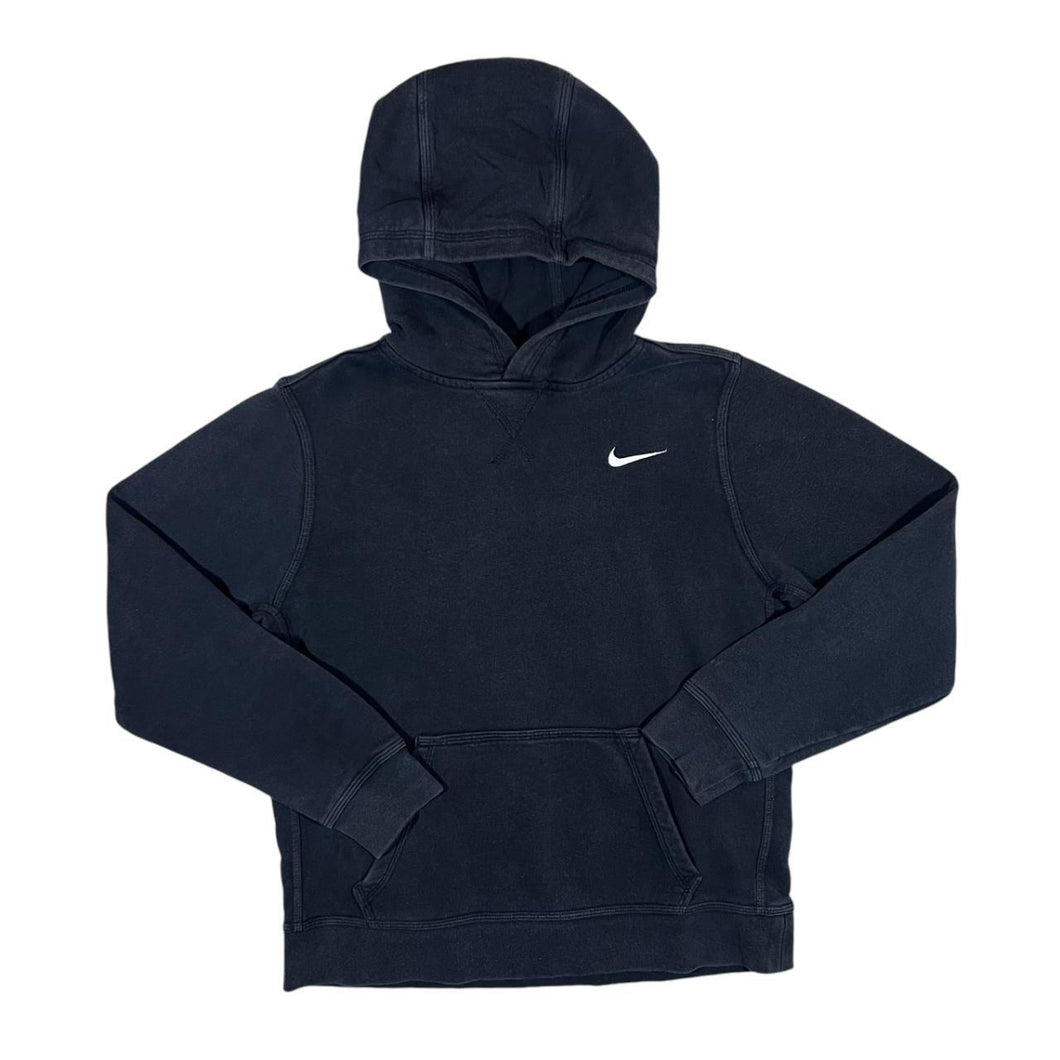 NIKE Classic Essential Embroidered Mini Swoosh Logo Pullover Black Hoodie