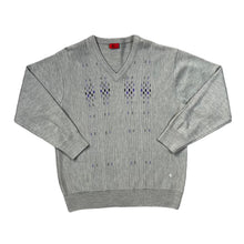 Load image into Gallery viewer, Vintage GABICCI Classic Grandad Patterned Acrylic Wool Knit V-Neck Sweater Jumper
