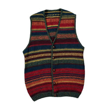 Load image into Gallery viewer, Vintage 90&#39;s ST MICHAEL Marks &amp; Spencer Multi Grandad Striped Knit Button Cardigan Sweater Vest
