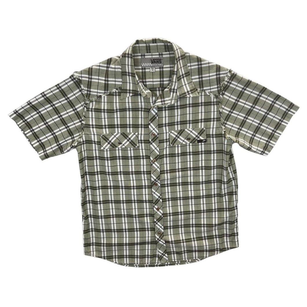 Early 00's VANS Off The Wall Skater Plaid Check Short Sleeve Cotton Blend Shirt