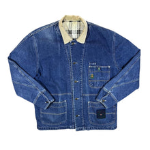 Load image into Gallery viewer, Vintage 90&#39;s SMITH + BROOKS Corduroy Collar Check Lined Blue Denim Worker Chore Jacket
