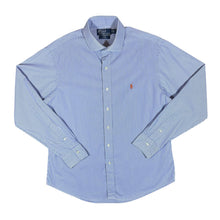Load image into Gallery viewer, POLO RALPH LAUREN &quot;Regent Custom Fit&quot; Blue White Pinstriped Long Sleeve Shirt

