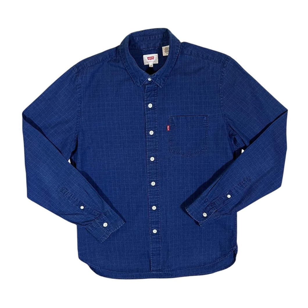 LEVI'S Classic Navy Blue Check Long Sleeve Cotton Shirt