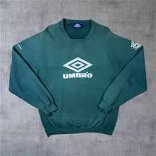 Load image into Gallery viewer, Vintage Umbro Embroidered Big Logo Spellout Faded Green Crewneck Sweatshirt
