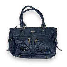 Load image into Gallery viewer, Early 00&#39;s KANGOL Faux Leather Black Y2K Handbag Carry Bag
