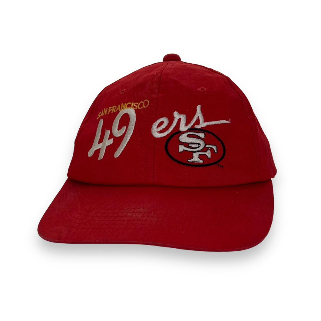 VINTAGE SAN FRANCISCO 49ERS BIG LOGO NEW ERA CAP HAT ADJUSTABLE BACK NFL  RED