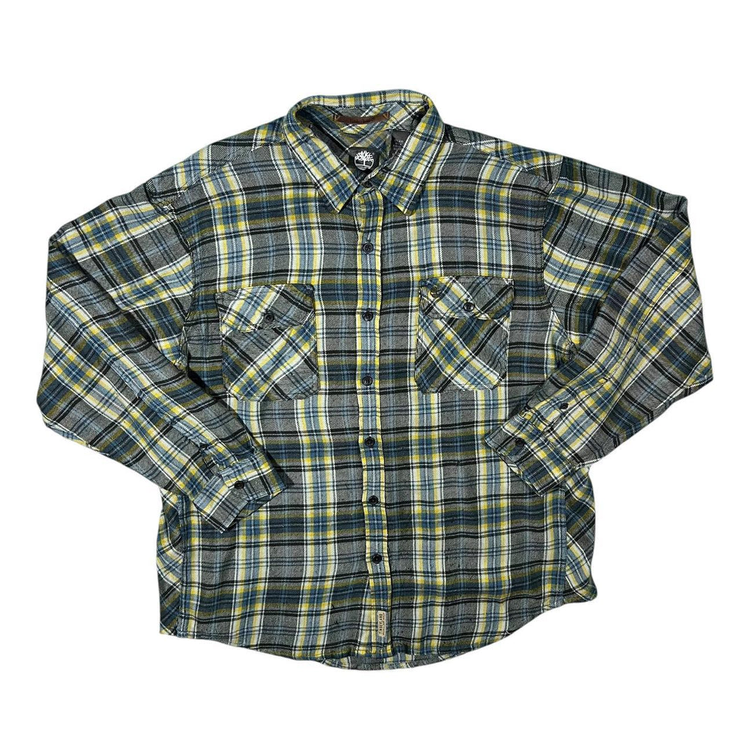 Timberland Multi Plaid Check Long Sleeve Acrylic Wool Flannel Shirt