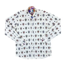 Load image into Gallery viewer, CLAUDIO LUGLI COUTURE Day Of The Dead Sugar Skull Patterned Long Sleeve Cotton Shirt
