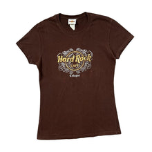 Load image into Gallery viewer, Early 00&#39;s HARD ROCK CAFE &quot;Cologne&quot; Gold Foil Y2K Souvenir Logo Spellout Graphic T-Shirt
