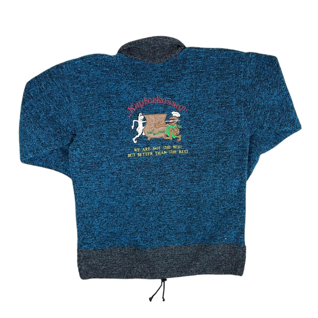 Vintage 90's KUPFERKESSEL Souvenir Embroidered Spellout 1/4 Zip Fleece Sweatshirt