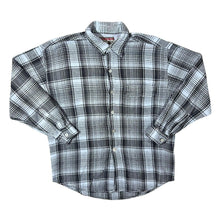 Load image into Gallery viewer, Vintage 90&#39;s American Trade Blue-Grey Black Check Long Sleeve Flannel Shirt
