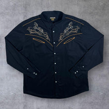 Load image into Gallery viewer, Atlas For Men Cowboy Western Horse Patterned Black Cotton Long Sleeve Shirt
