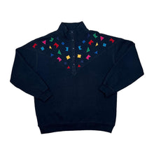 Load image into Gallery viewer, Vintage 90’s CHINAWEAR Abstract Geometric Embroidered Shape Pullover Button Sweatshirt
