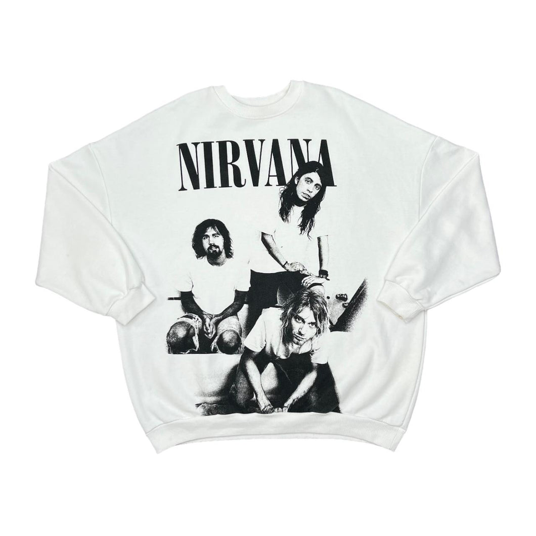 Bershka x NIRVANA Classic Logo Spellout Graphic Alternative Rock Grunge Band Crewneck Sweatshirt
