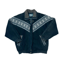 Load image into Gallery viewer, Vintage 90&#39;s WUDIPOS Patterned Woven Panel Sherpa Collared Suede Effect Padded Bomber Jacket
