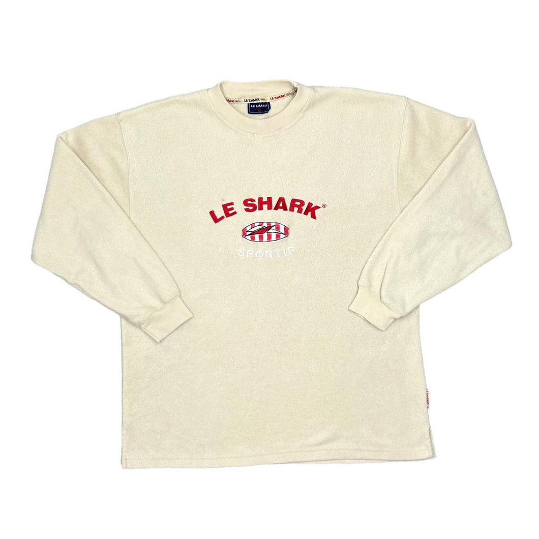 Vintage LE SHARK SPORTIF Embroidered Big Logo Spellout Crewneck Fleece Sweatshirt