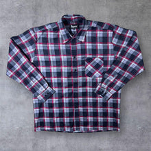 Load image into Gallery viewer, Vintage Tomss Red Grey White Plaid Check Long Sleeve Cotton Flannel Shirt
