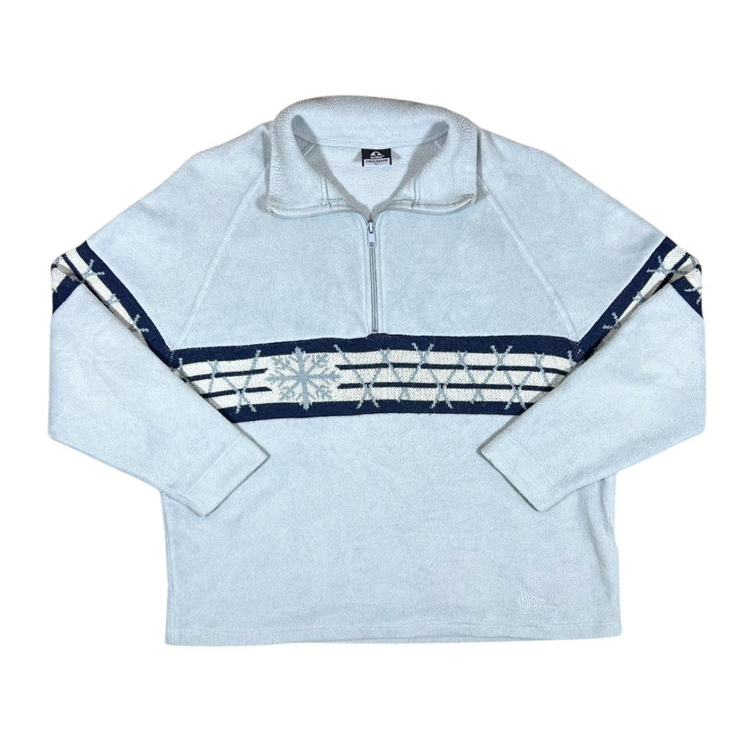 Vintage ACTIVE SWISS DESIGN Snowflake Woven Panel 1/2 Zip Fleece Sweatshirt