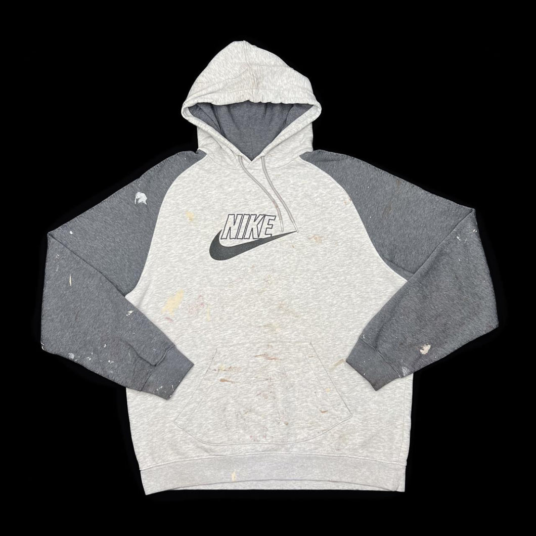 Early 00's NIKE Embroidered Big Logo Spellout Colour Block Distressed Beater Pullover Hoodie