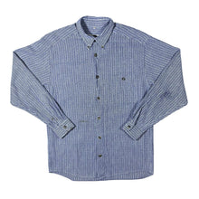 Load image into Gallery viewer, Vintage 90's Cavori "Sporting" Blue White Patterned Striped Long Sleeve Button-Up Shirt
