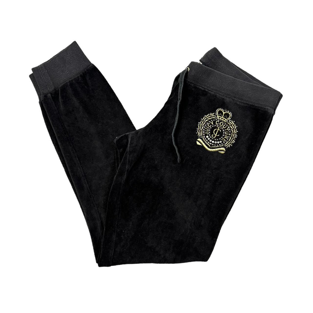 JUICY COUTURE Diamante Y2K Embroidered Logo Velour Cuffed Joggers Bottoms