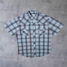 Load image into Gallery viewer, Vintage 90's Wrangler Wrancher Cowboy Western Check Pearl Snap Popper Short Sleeve Shirt
