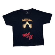 Load image into Gallery viewer, FRIDAY THE 13TH Jason Voorhies Horror Movie Spellout Graphic Black T-Shirt
