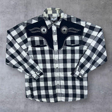 Load image into Gallery viewer, Vintage John Baner Cowboy Western Black White Plaid Check Long Sleeve Flannel Shirt
