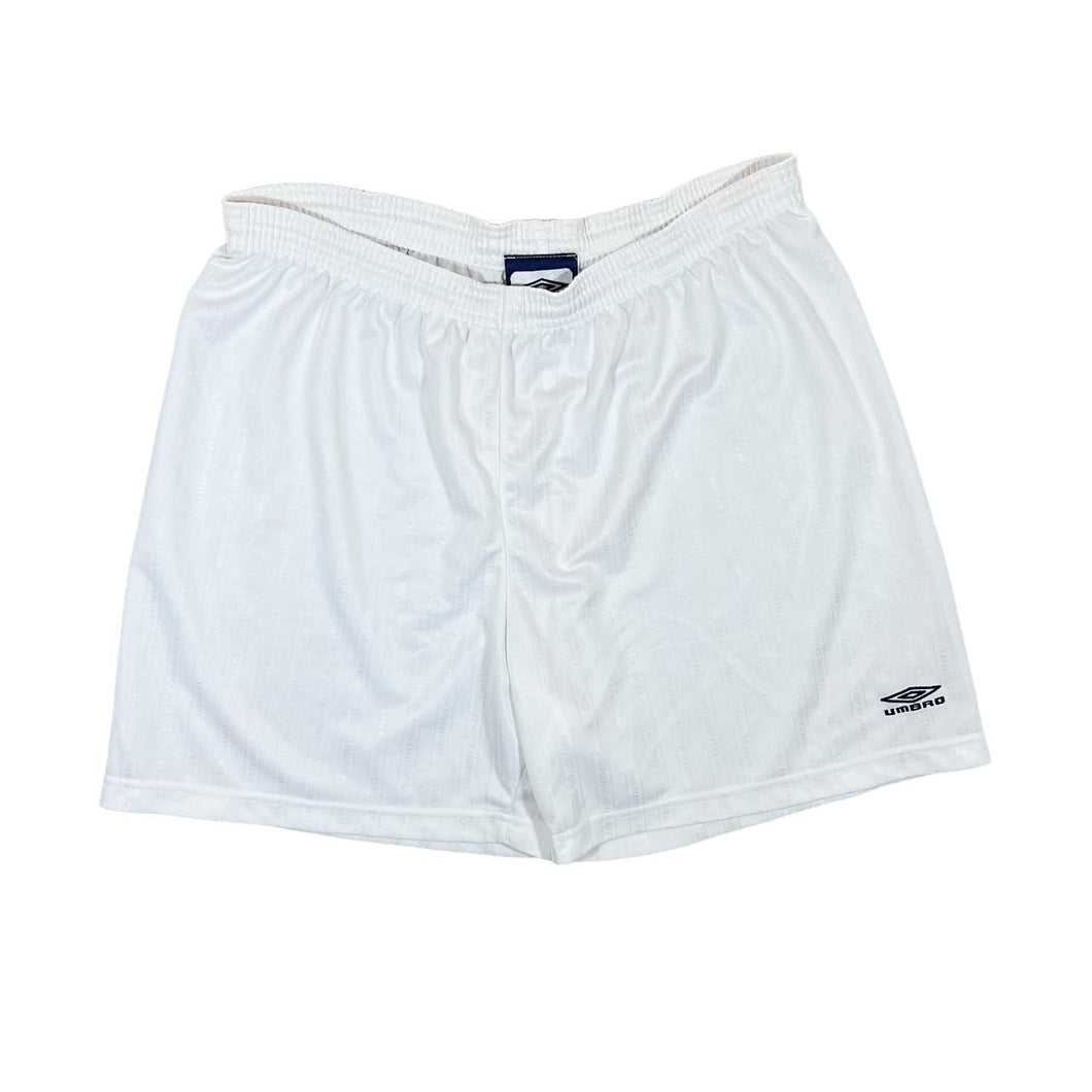 Early 00's UMBRO Classic Embroidered Mini Logo White Sports Shorts