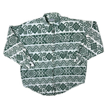 Load image into Gallery viewer, Vintage 90&#39;s Claudio C Crazy Abstract Patterned Green White Long Sleeve Cotton Shirt
