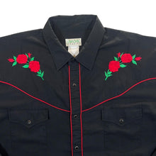 Load image into Gallery viewer, Vintage 90&#39;s Ash Creek Trading Embroidered Rose Western Cowboy Popper Shirt
