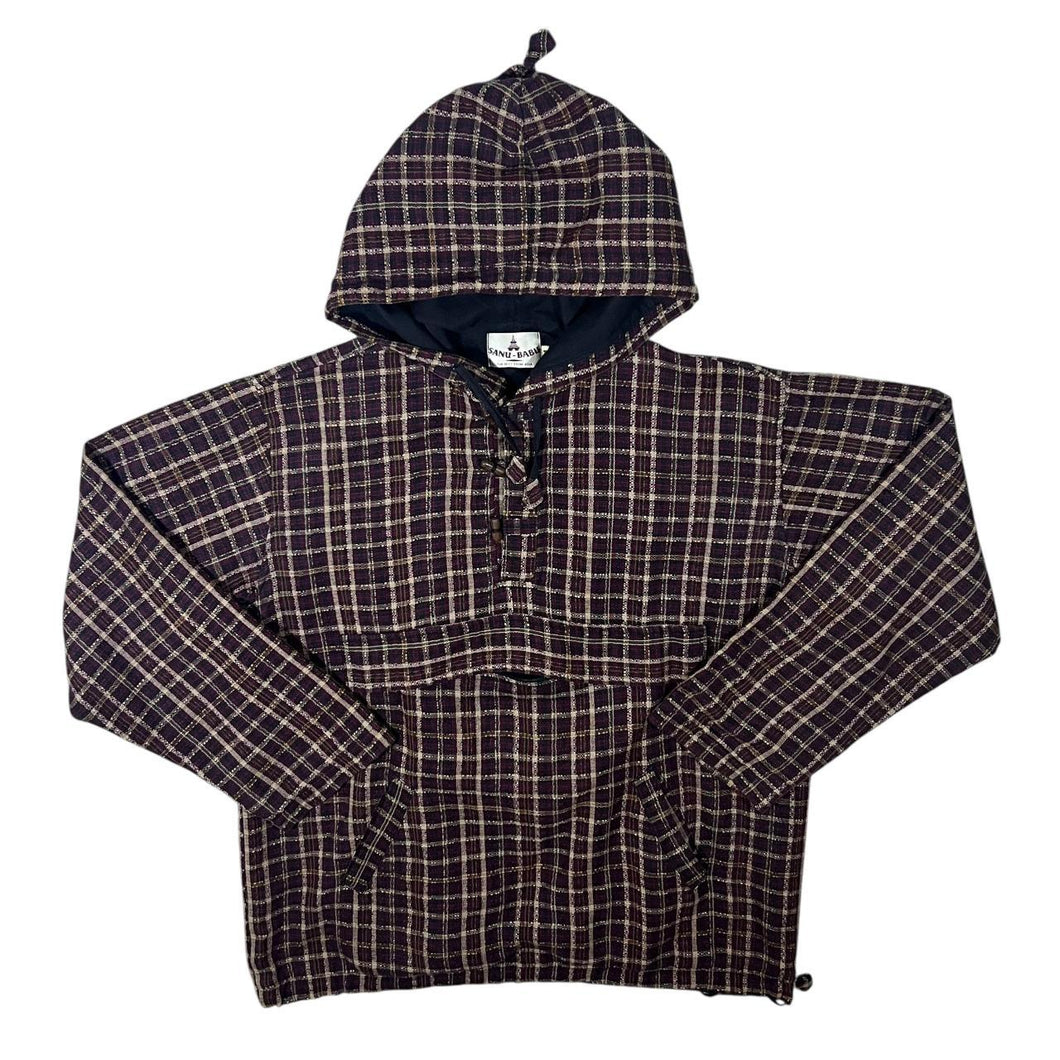 Vintage Sanu-Babu Plaid Check Lined Hooded Pullover Smock Hoodie