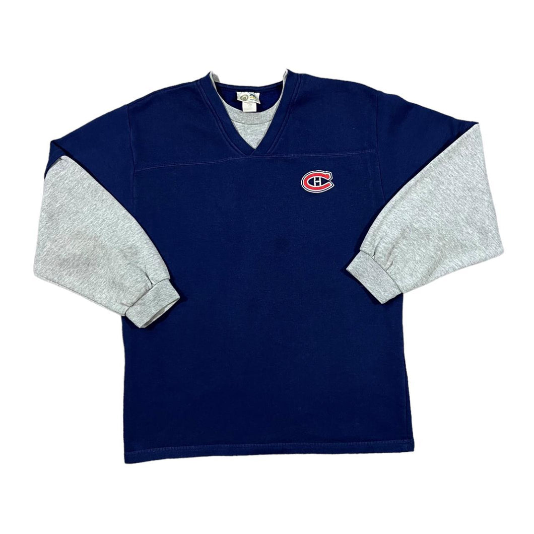 Vintage Mighty Mac NHL MONTREAL CANADIENS Embroidered Ice Hockey Logo Crewneck Sweatshirt