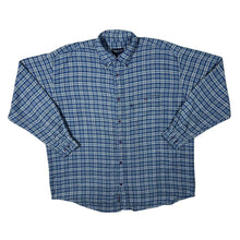 Load image into Gallery viewer, Vintage Track &amp; Field Blue Plaid Check Long Sleeve Cotton Flannel Button-Up Shirt

