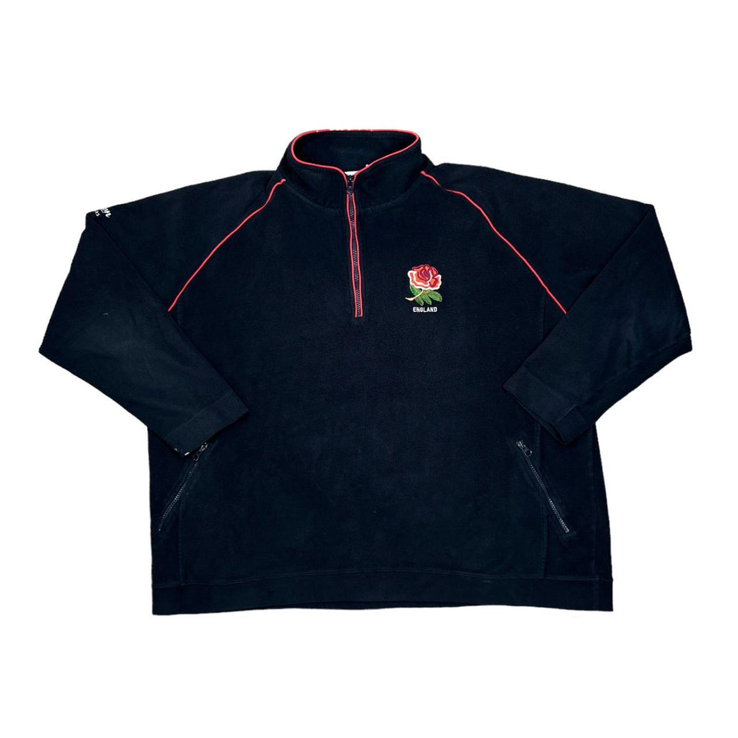 Cotton Traders ENGLAND RUGBY Embroidered Logo Spellout 1/2 Zip Pullover Fleece Sweatshirt
