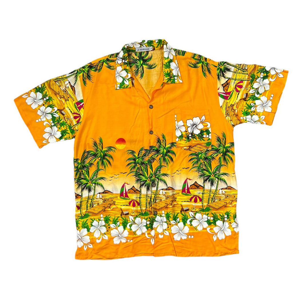 Vintage ADRIANI Hawaiian Tropical Floral Patterned Short Sleeve Open Collar Shirt