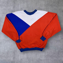 Load image into Gallery viewer, Vintage 90's White Blue Red-Orange Colour Block Crewneck Sweatshirt
