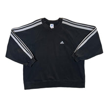 Load image into Gallery viewer, Vintage ADIDAS Three Stripe Embroidered Mini Logo Heavyweight Black Crewneck Sweatshirt
