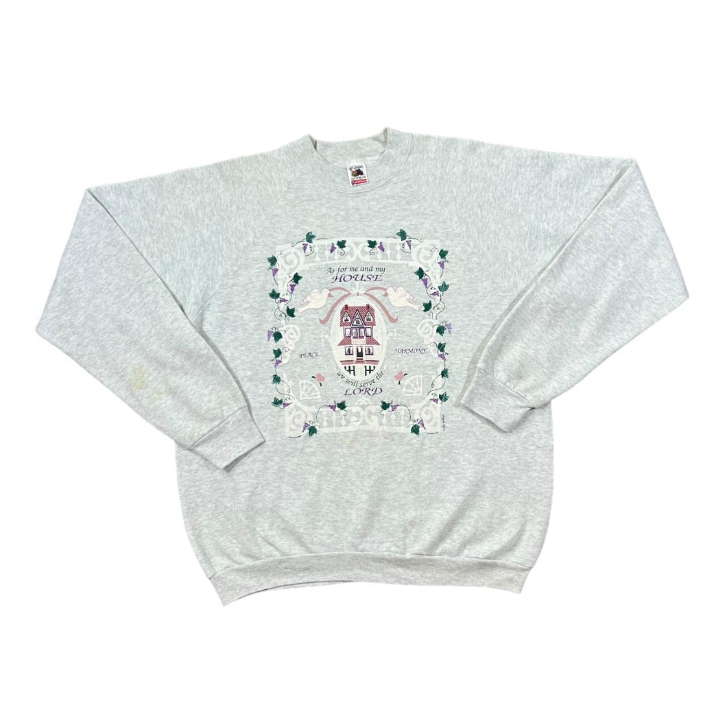 Vintage 90's WE WILL SERVE THE LORD Religious Cottage Core Spellout Graphic Crewneck Sweatshirt