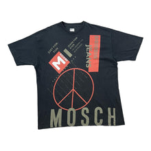 Load image into Gallery viewer, Vintage MOSCHINO JEANS Misura Made In Italy Peace Logo Spellout Graphic Faded T-Shirt
