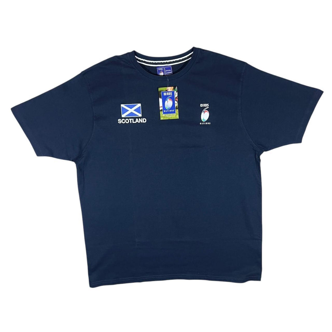 RBS 6 NATIONS Rugby Scotland Mini Logo Navy Blue Cotton T-Shirt