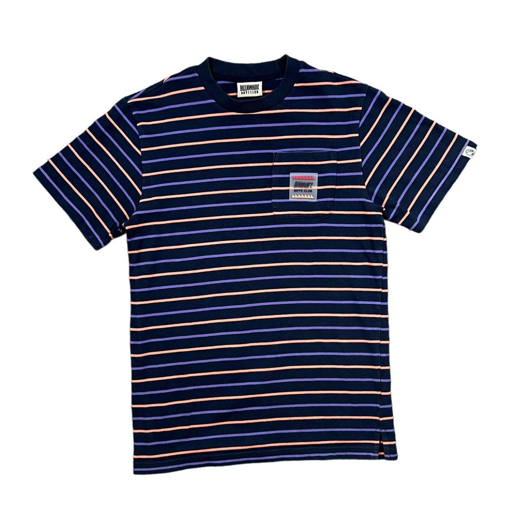 BILLIONAIRE BOYS CLUB Rubber Pocket Logo Skater Multi Striped Cotton T-Shirt