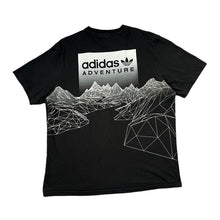 Load image into Gallery viewer, ADIDAS ADVENTURE Geometric Mountain Range Logo Spellout Graphic Cotton T-Shirt

