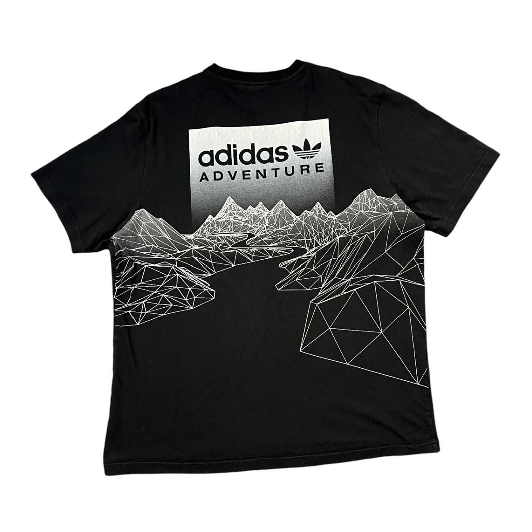 ADIDAS ADVENTURE Geometric Mountain Range Logo Spellout Graphic Cotton T-Shirt