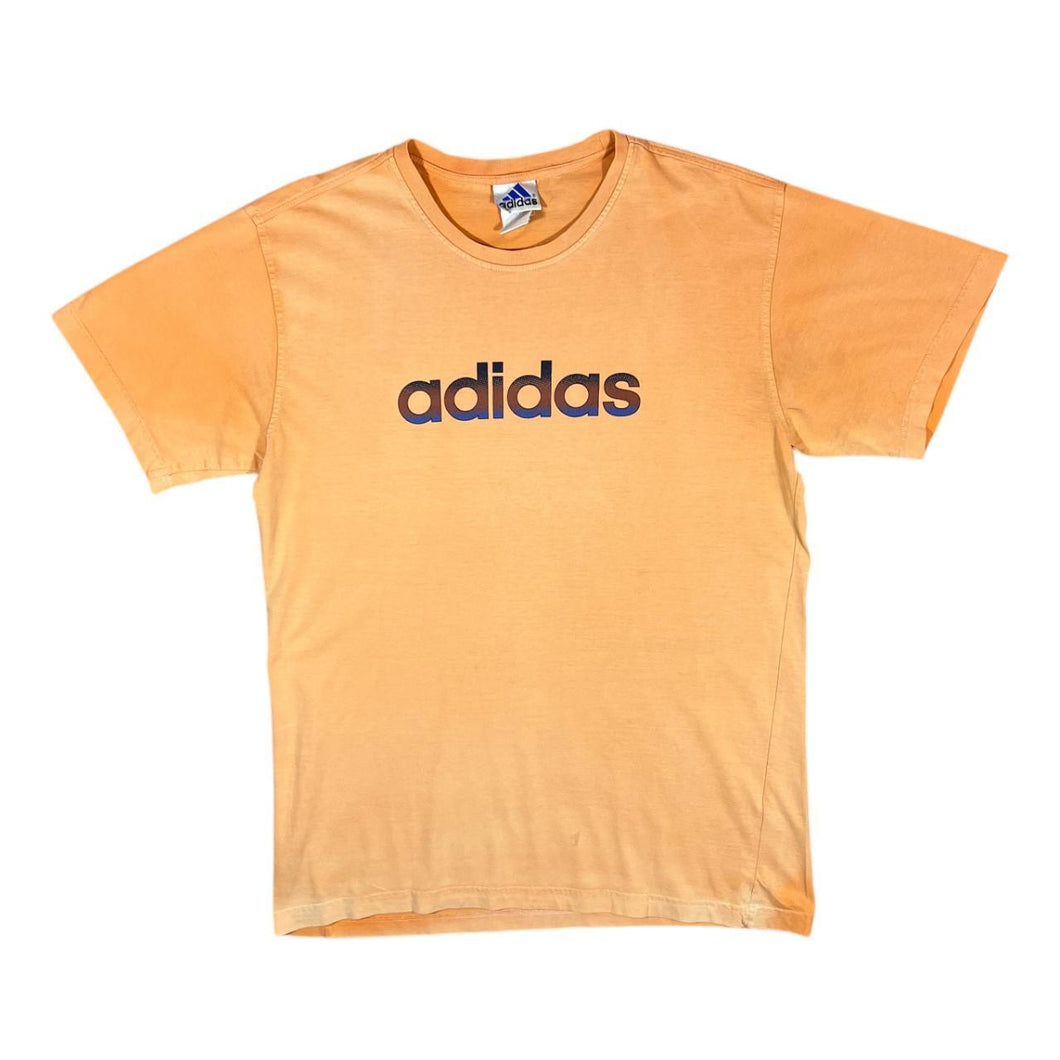 Early 00's ADIDAS Gradient Logo Spellout Graphic Faded Orange T-Shirt