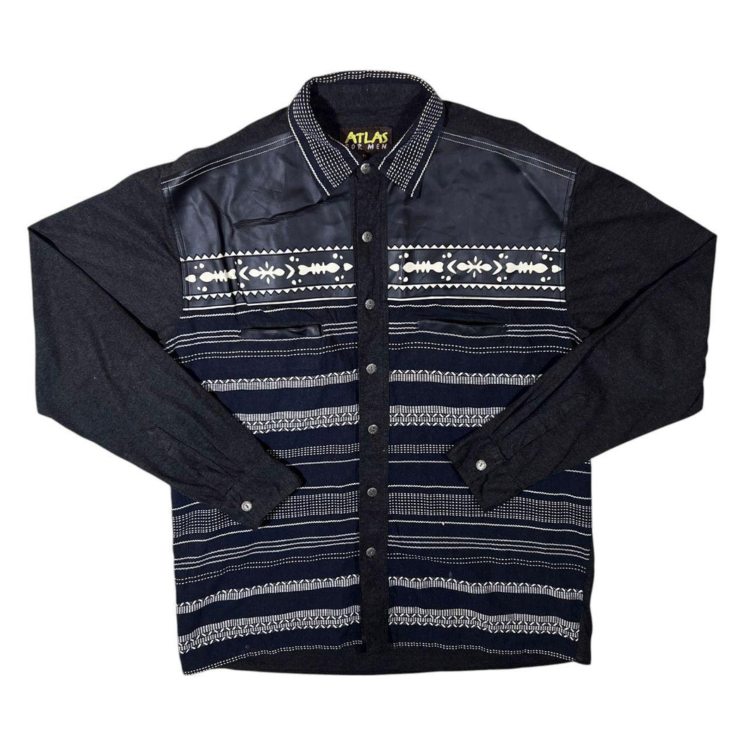 Atlas For Men Aztec Pattern Cowboy Western Flannel Long Sleeve Shirt