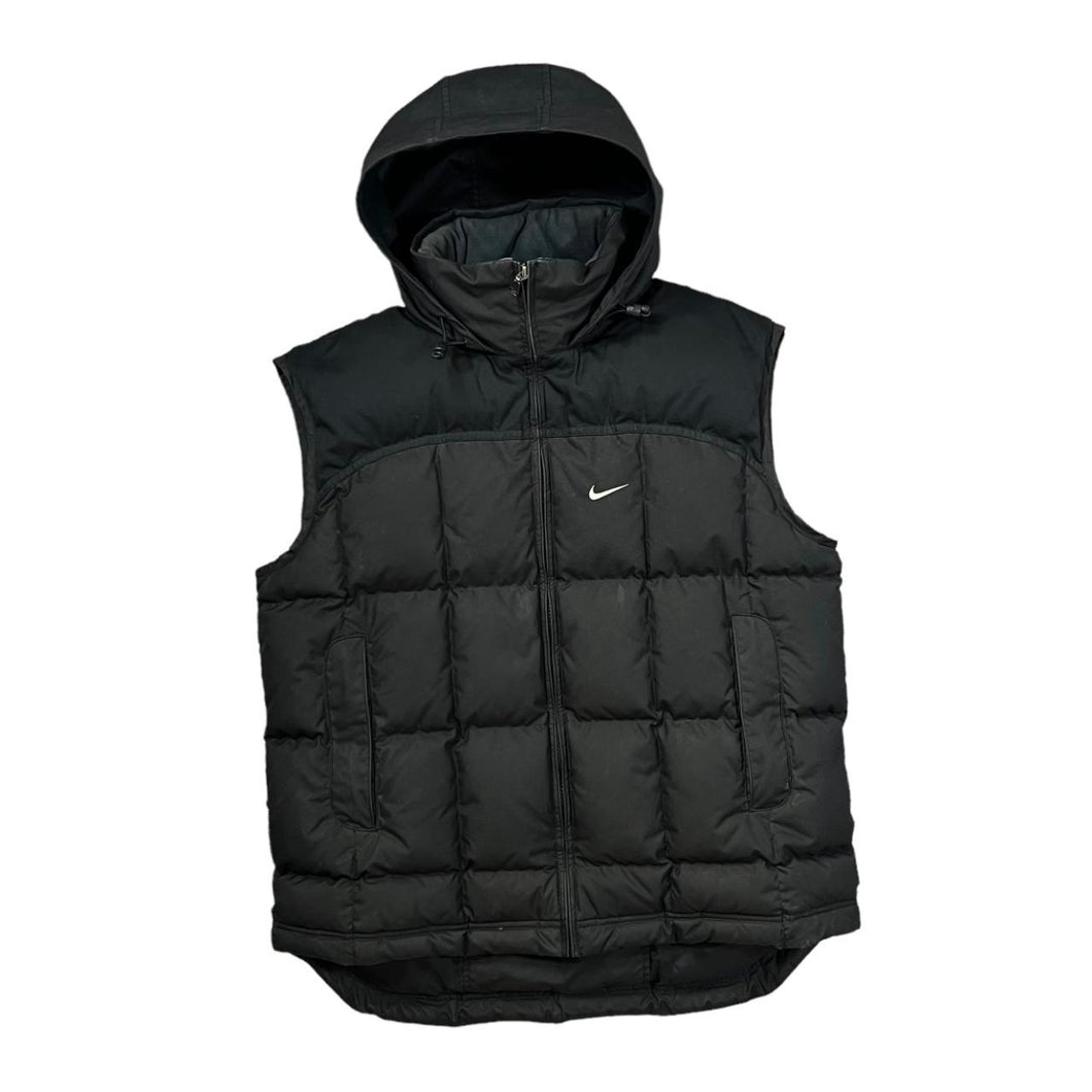 NIKE Classic Embroidered Mini Swoosh Logo Hooded Padded Puffer Gilet