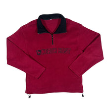 Load image into Gallery viewer, Vintage NORTH EAST Embroidered Spellout Red 1/4 Zip Pullover Fleece Sweatshirt
