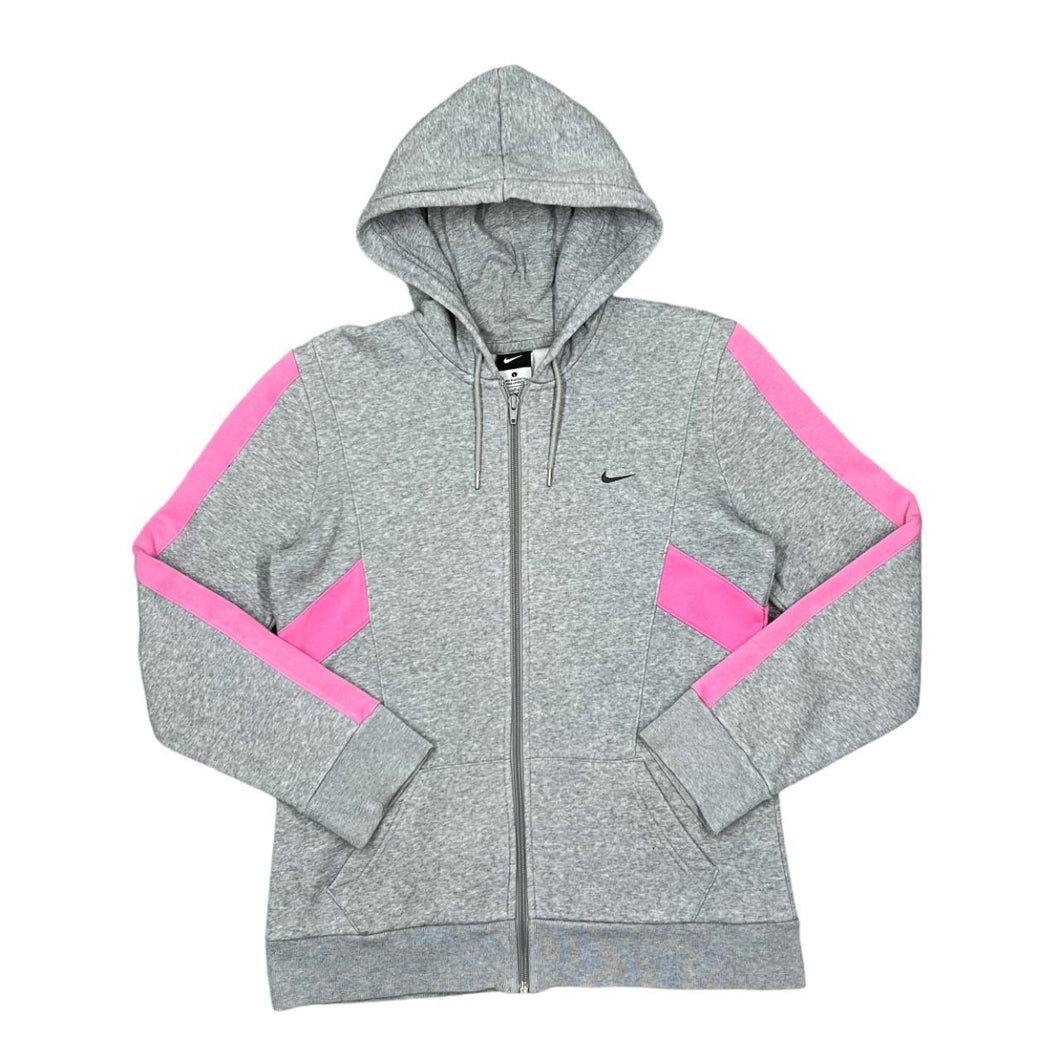 NIKE Classic Embroidered Mini Swoosh Logo Colour Block Zip Hoodie